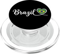 Écriture Cursive du Brésil avec cœur Drapeau National PopSockets PopGrip pour MagSafe