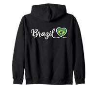 Écriture Cursive du Brésil avec cœur Drapeau National Sweat à Capuche