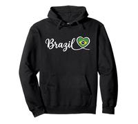 Écriture Cursive du Brésil avec cœur Drapeau National Sweat à Capuche