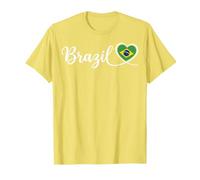 Écriture Cursive du Brésil avec cœur Drapeau National T-Shirt