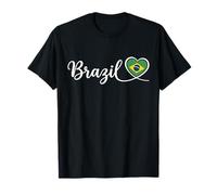 Écriture Cursive du Brésil avec cœur Drapeau National T-Shirt