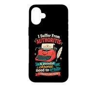 Écrivain Humour autorité écriture créative romancier Coque pour iPhone 16 Plus