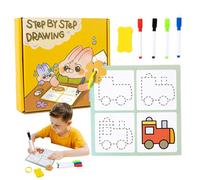 Écrivez et effacez le livre pour l'enfant, les dossiers de travail à sec en âge préscolaire - Livres de suivi réutilisables pour de 3 à 5 ans - Cartes de dessin