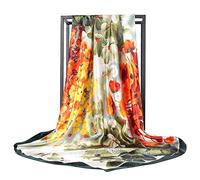 Ecroon Femme Foulard Carre Echarpe et Foulards Chales Echarpes Square Motif d'Impression Satin de Soie Bandanas