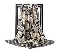 Ecroon Foulard Carré Echarpes et Foulards Femme Châles Écharpes Square Motif d'Impression Satin de Soie Bandanas