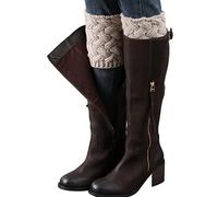 Ecroon Guêtres Femme Chaussettes en tricot à la cheville Chaussettes Boot Cover Fille Chaud Tressé Tricot chaudes d'hiver