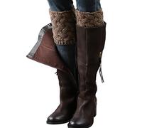 Ecroon Guêtres Femme Chaussettes en tricot à la cheville Chaussettes Boot Cover Fille Chaud Tressé Tricot chaudes d'hiver