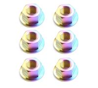 Écrou à bride en titane, M5/M6/M8/M10/M12/M14/M16, écrous de verrouillage hexagonaux antidérapants for modification de voiture de moto, matériel antirouille(Candy color 6 pcs,M10 Pitch 1.5mm)