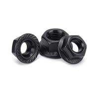 Écrou à bride hexagonal en acier inoxydable 304 galvanisé noir, 1 à 50 pièces, M2.5 à M20, contre-écrou coulissant(M6 (20pcs))
