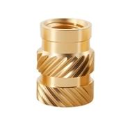 Écrou à insert en laiton Écrou d'insertion thermique en laiton M5 M6, écrous moletés à double sergé thermofusibles(Length 9mm (50pcs),M6 (OD9mm))