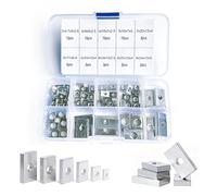 Écrou à main 1 jeu (70 pièces) d'écrous à bloc carrés M3 M4 M5 M6 M8, écrous coulissants rectangulaires fins, en acier au carbone zingué Durable pour la construction de profils