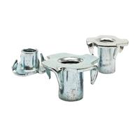 Écrou à quatre griffes zingué, Écrou de haut-parleur à quatre griffes en acier épais M4 M5 M6 M8 M10 M12, écrou T insertion borgne for meubles(10pcs M6x16mm)