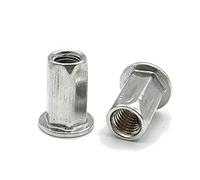 Écrou à rivets en alliage d'aluminium M3-M12, rond et hexagonal, tête plate métrique, filetage aveugle, capuchon fileté