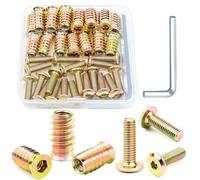 Écrou à visser M6 x 20 - Manchons à visser avec vis à tête plate - Insert fileté en bois - Écrous en acier