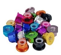 Écrou anti-desserrage à bride en alliage d'aluminium, écrou autobloquant anodisé, bague en nylon anti-vibration et anti-chute, joint hexagonal intégré, M2-M8(Gray,M4)