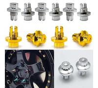 Ecrou Antivol,Goujon de Roue Lot De 10/20 Vis Décoratives En Plastique Utilisation Adaptée for Moyeu Roue Voiture, Accessoires Rénovation Pneus, À Tête Plate Polie, Visser(Gold)