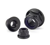 Écrou autobloquant à bride hexagonale en acier au carbone noir DIN6926 avec insert nylon(Black 304,M10 (5Pcs))