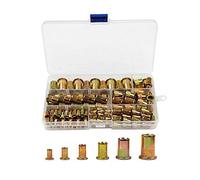 Écrou borgne à tête plate, Jeu D'écrous À Rivets Tête Plate En Acier Au Carbone Zingué, 150 Pièces, Plusieurs Tailles