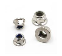 Écrou, contre-écrou, Écrou autobloquant Nylock à bride hexagonale en acier inoxydable A2, noir, blanc, carbone-nickel et nickel, M3, M4, M5, M6, M8, M10, M12(Nickel Plated,M3 10pcs)