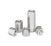 écrou d'accouplement, Écrous de couplage hexagonaux M3 M4 M5 M6 M8 M10 M12, en acier inoxydable 304, 5mm-50mm, 1 pièce/2 pièces(M6-2Pcs-30mm)