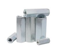 Écrou d'accouplement en acier inoxydable, écrous à tige hexagonale, connecteurs de filetée M5-M18 plaqués zinc(M10x14x30mm 5pcs)