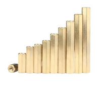 Écrou d'accouplement rond long, Écrous d'accouplement hexagonaux M4 en laiton, paquet de 50, tailles multiples(16mm)