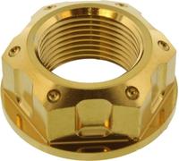 Ecrou d'axe JMP M22x1,50mm inox V4A gold pour Yamaha YZF-R6 , Honda CBR RR Fireblade SP Suzuki GSR 125 / 250 / 450 / 600 / 750 / 929 / 954 / 1000 /