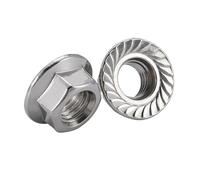 Écrou de blocage à bride dentelée en acier inoxydable 304, filetage fin - Tête hexagonale M8 M10 M12 avec système anti-desserrage(M10x1.25mm)