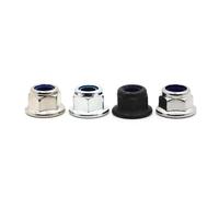 Écrou de blocage à bride hexagonale en acier au carbone noir et blanc/acier inoxydable, insert en nylon, M3 M4 M5 M6 M8 M10 M12(Black Carbon Steel,M12 1pc)