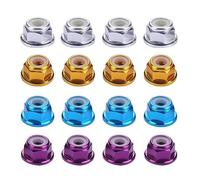 Écrou de blocage en nylon à bride en aluminium, Écrous de blocage de roue en aluminium, paquet de 5 for voiture 1/10 RC chenille axiale multicolore 4mm(Silver)