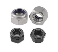 Écrou de blocage hexagonal en nylon noir en acier inoxydable 304, 2/5/25 pièces, M2, 5, M3, M4, M5, M6, M8, M10, M12, M16(316 stainless steel,25pcs M3)