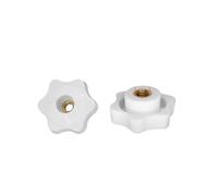 Écrou de bouton à pouce M4 M5 M6 M8 M10 M12, noir et blanc, poignée de serrage, filetage de prune, manuel, mécanique, serrer les écrous en étoile(White Through Hole,M6 (Head 25mm)5Pcs)