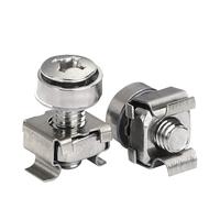 Écrou de Cage à cartes M5 M6 en acier inoxydable, carré élastique, support d'armoire de serveur, Clip d'étagère, ensemble de combinaison de vis flottantes, 10 pièces(16mm (10Pcs),M6)