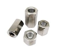 Écrou de couplage à tige longue hexagonale M3 M4 M5 M6 M8 M10 M12 A2-70 304 en acier inoxydable DIN6334, écrou tubulaire à joint allongé(10pcs M3,6mm)