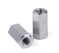 Écrou de fixation, 2 pièces, écrous hexagonaux M4, accouplement de tige en acier inoxydable 304 A2, écrou hexagonal, barre filetée, écrous longs(M4x7x12(2pcs))