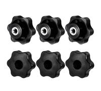 Écrou de poignée étoile M8 6 pièces, écrou étoile noir, écrou moleté en acier inoxydable, diamètre extérieur 48 mm, convient pour machines, industrie, meubles, appareils électroniques, machines-outils
