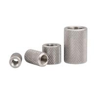 Écrou de raccordement moleté rond, Écrou de couplage rond moleté en acier inoxydable M3-M16 argent 2 pièces(M3x15 2pcs)