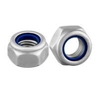 Écrou de sécurité hexagonal DIN 985/ISO 10511 Forme standard en acier inoxydable A2 V2A, écrou d'arrêt autobloquant, écrou en acier inoxydable, écrou hexagonal (M4, 50 pièces)