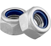 Écrou de sécurité hexagonal DIN 985/ISO 10511 Forme standard en acier inoxydable A2 V2A, écrou d'arrêt autobloquant, écrou en acier inoxydable, écrou hexagonal (M6, 25 pièces)