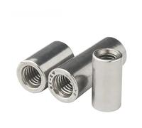 Écrou de vis de connexion cylindrique M3 M4 M5 M6 M8 M10 M12 M14 304 en acier inoxydable, extension épaissie, accouplement de colonne ronde(OD6xM4x12 (10pcs))