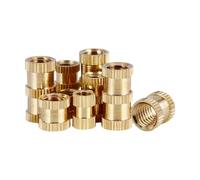 Écrou d'insertion M1.6 M2 .5 M3 M4 M5 M6 M8 M10 Laiton massif Cuivre pur Filetage Moulage par injection Moletage intégré(Length 6mm,25pcs M3 (OD 6mm))
