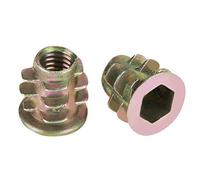 Écrou d'insertion, Nimoa M5 * 10mm Écrous de meubles à tête hexagonale en alliage de zinc filetés pour insert en bois, 50 pièces