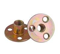 Écrou en plaque de fer M8 M10, Base plate ronde, écrous en T à trois trous, écrou à bride de verrouillage, écrous de meubles, vis couleur zingage 5 pièces(M8)