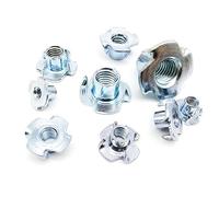 Ecrou en T Ecrou en T à 4 branches, Lot de 10 écrous haut-parleur en acier épais, T à griffes aveugles for meubles bois, longueur: 8-17mm, M4, M5, M6, M8, M10(M10x12.5)