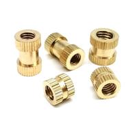 Écrou encastré en laiton et cuivre, filetage M1.6, M2, M2.5, M3, M4, M5, M6, M8, longueur L=7 mm, longueur 2-16 mm, 5/10/25/50 pièces(25pcs M4 (OD 5.2mm))