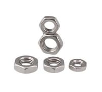 Écrou et boulon Hexagone complet, 10 pièces M3 M4 M5 M6 M8 M10 M12 M14 M16 M18 M20 acier inoxydable mince hexagonal plat hexagone(M5)