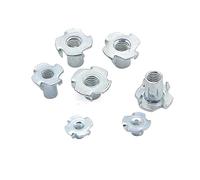 Écrou et boulon Tés à 4 broches en acier inoxydable, 10 pièces, carrés en acier épaissi M4 M5 M6 M8 M10 M12 for meubles en bois 8-33 mm(M5x12)