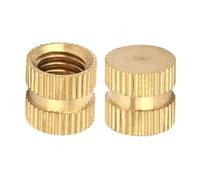 Écrou fileté moleté en laiton massif, M12 OD 14mm hauteur 12-20mm, trou borgne intégré for impression 3D en plastique, 20 pièces