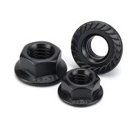 Écrou hexagonal à bride, Écrou à embase hexagonale en acier inoxydable 304, cranté, verrouillage par rotation(Black,M20)