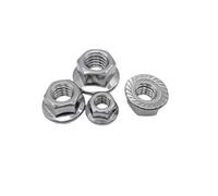 Écrou hexagonal à bride filetée gauche M5 M6 M8 M10 M12, 2 à 10 pièces, écrou de blocage dentelé en acier inoxydable Écrous à Embase(M10 2pcs)